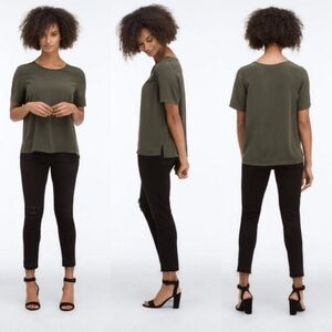 AG Adriano Goldschmied "The Stilt Crop" Cigarette Distressed Black Jean, Size 31